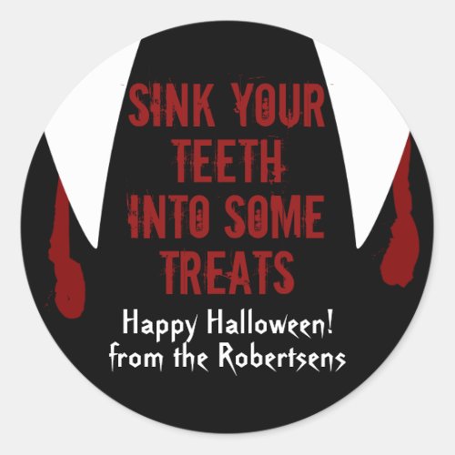 Vampire Fangs Halloween Bood Treat Label