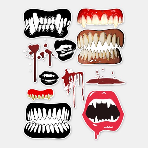 Vampire Fangs Teeth Halloween Horror art Sticker