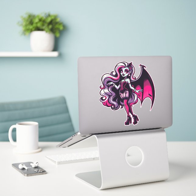 Vampire Ghoul Sticker (Laptop On Desk)