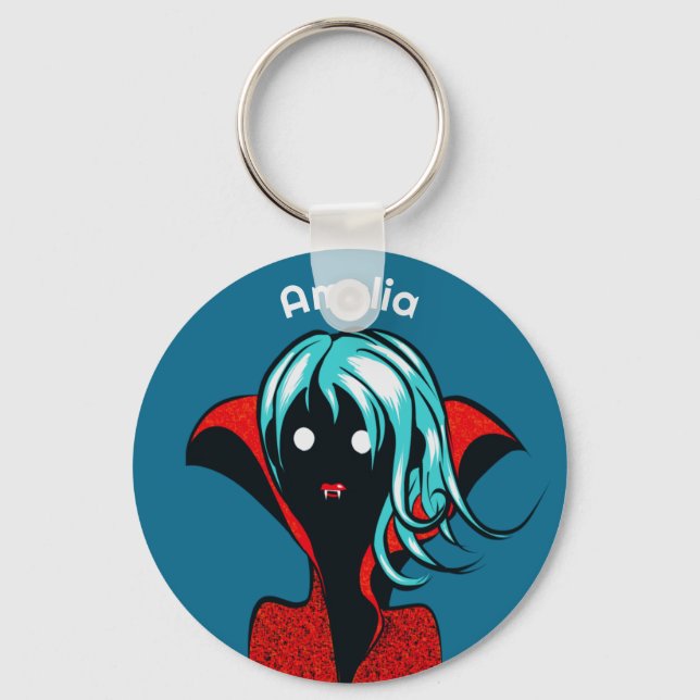 Vampire Girl - Cute Goth Character Name Keychain (Front)