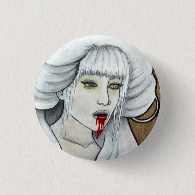 Vampire girl - Hematemesis - dark horror art Pinback Button (Front)