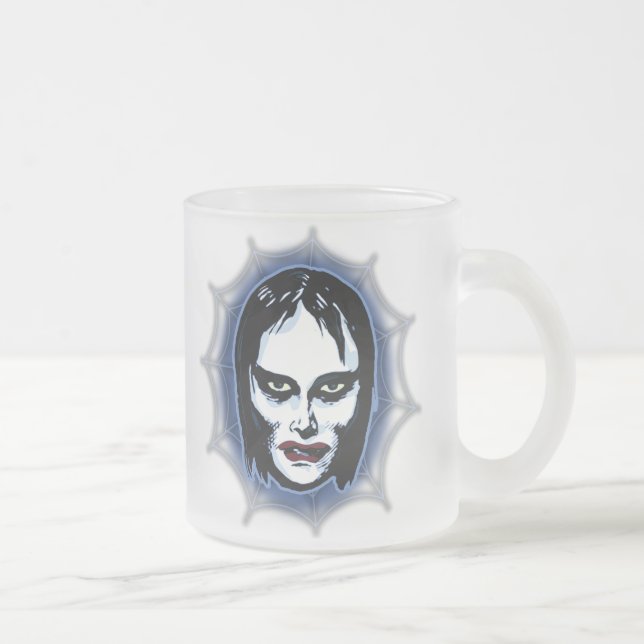 Vampire Girl (horror) Frosted Glass Coffee Mug (Right)