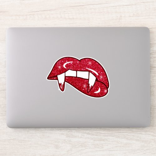 Vampire Glitter Lips Red Monster Fangs Sticker