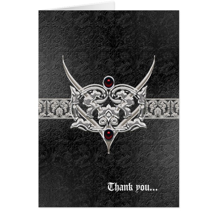 Vampire Goth Faux Leather Jeweled Wedding Greeting Card