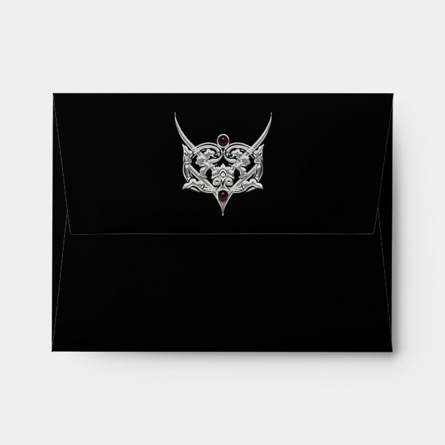 Vampire Goth Faux Leather Jeweled Wedding Envelope (Back (Top Flap))
