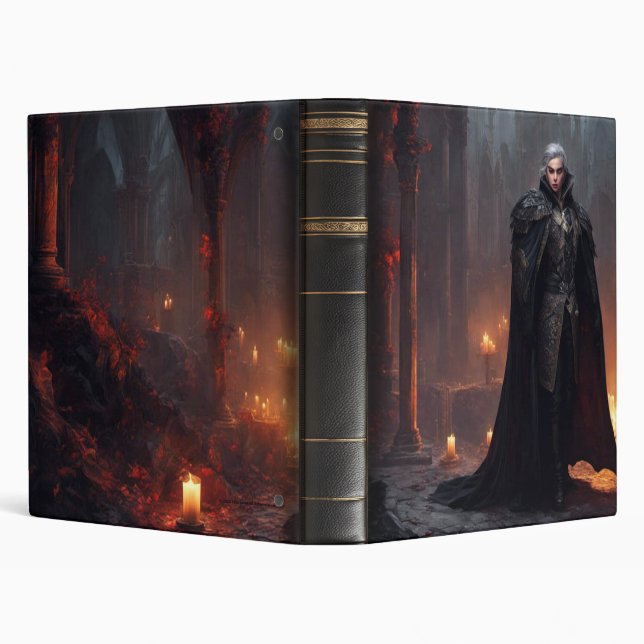 Vampire Gothic Fantasy no.2 Black Leather 3 Ring Binder (Background)
