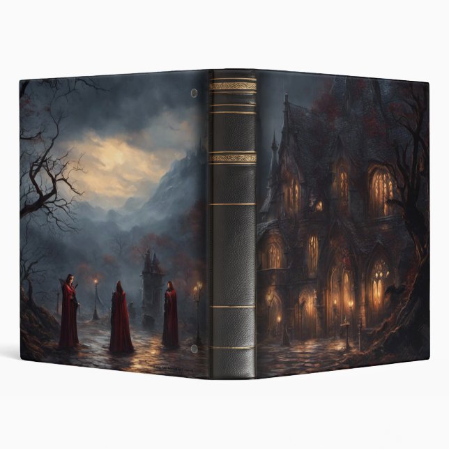 Vampire Gothic Fantasy no.5 Black Leather 3 Ring Binder (Background)