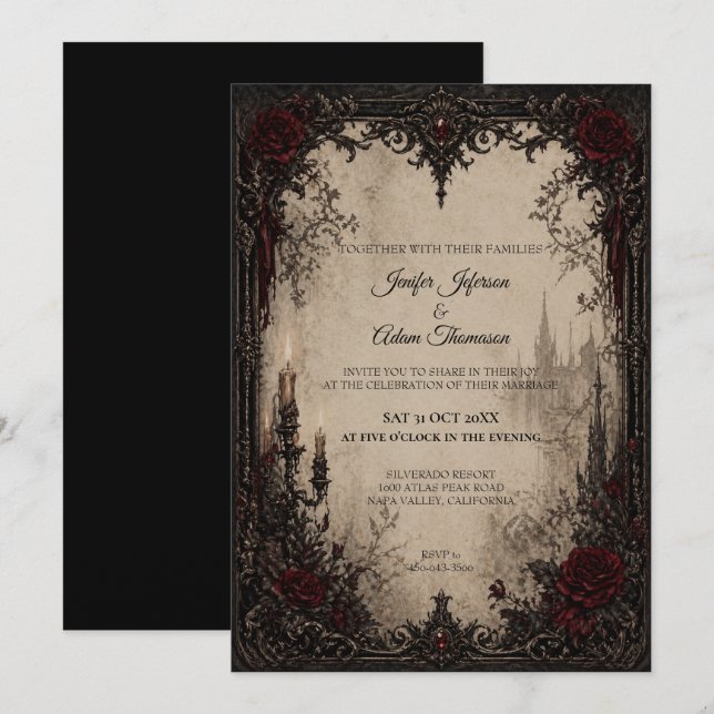 Vampire Gothic Halloween Wedding Invitation (Front/Back)