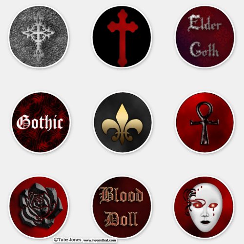 Vampire Gothic Round Collectors Stickers Set