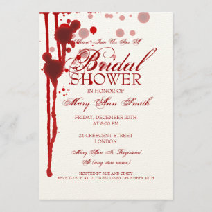 Vampire Halloween Bridal Shower Fake Blood Red Invitation