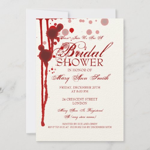 Vampire Halloween Bridal Shower Fake Blood Red Custom Announcements