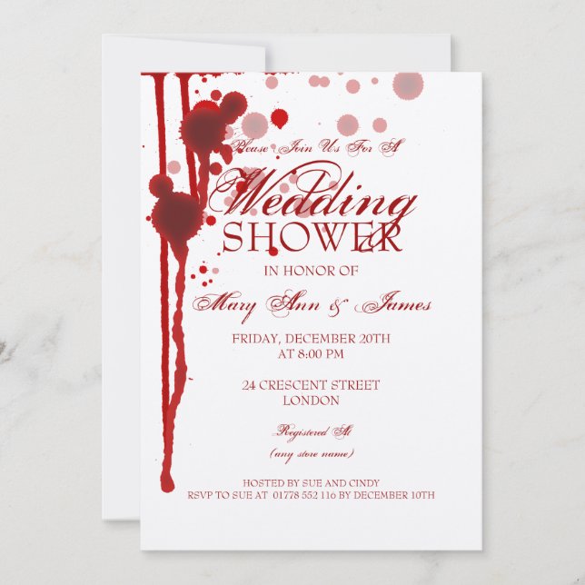 Vampire Halloween Couples Shower Fake Blood Invitation (Front)
