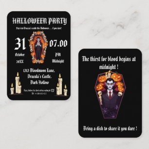 Vampire 🖤 halloween party- Black Invitation card