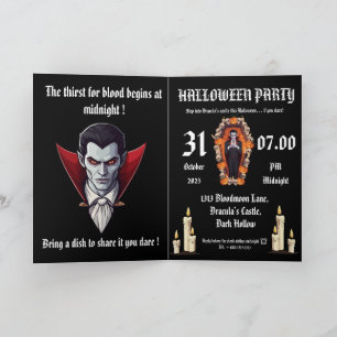 Vampire 🖤 halloween party- Black Invitation card