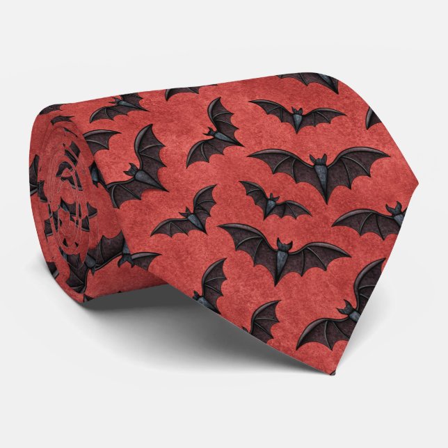 Vampire Halloween Pattern  Neck Tie (Rolled)