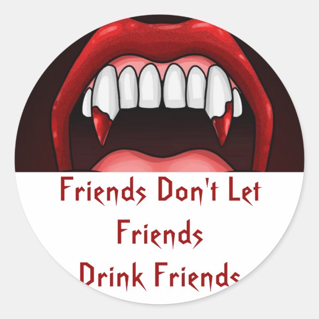 Vampire Halloween Teeth Classic Round Sticker (Front)