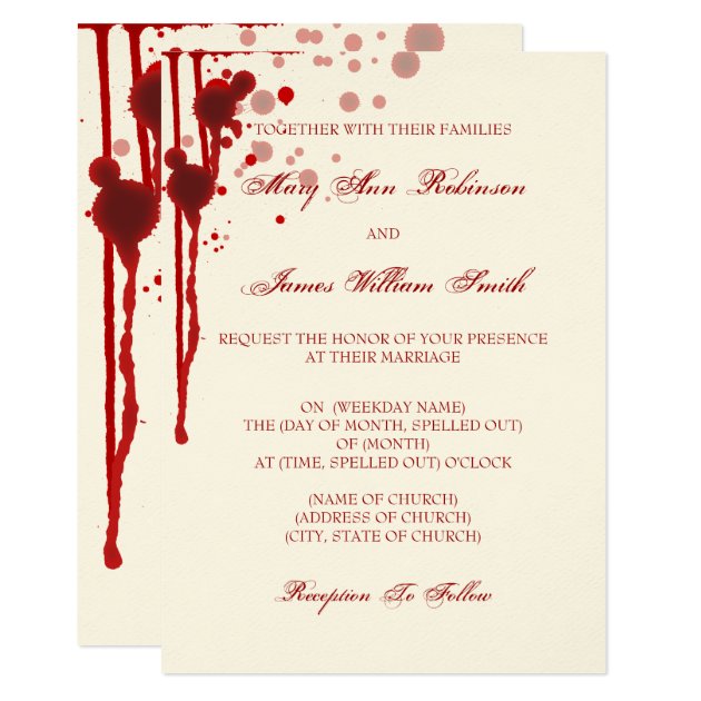 Vampire Halloween Wedding Fake Blood Red Invitation