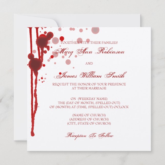 Vampire Halloween Wedding Fake Blood Red Invitation (Front)