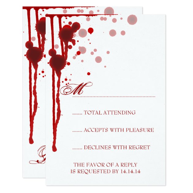 Vampire Halloween Wedding RSVP Fake Blood Red Card