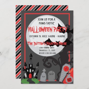 Vampire Haunted House Halloween Party Invitation by TiffsSweetDesigns at Zazzle