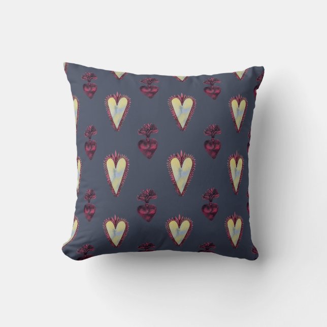 Vampire Hearts Pattern Throw Pillow (Front)
