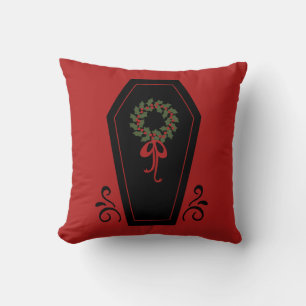 Vampire Holiday Coffin Throw Pillow