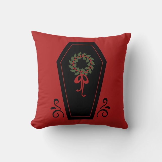 Vampire Holiday Coffin Throw Pillow (Front)