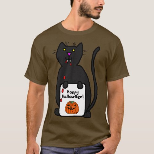 Vampire Horror Cat with Halloween d T_Shirt