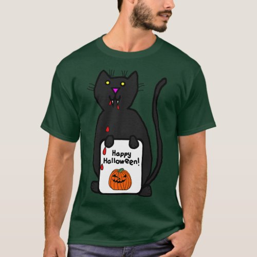 Vampire Horror Cat with Halloween d T_Shirt