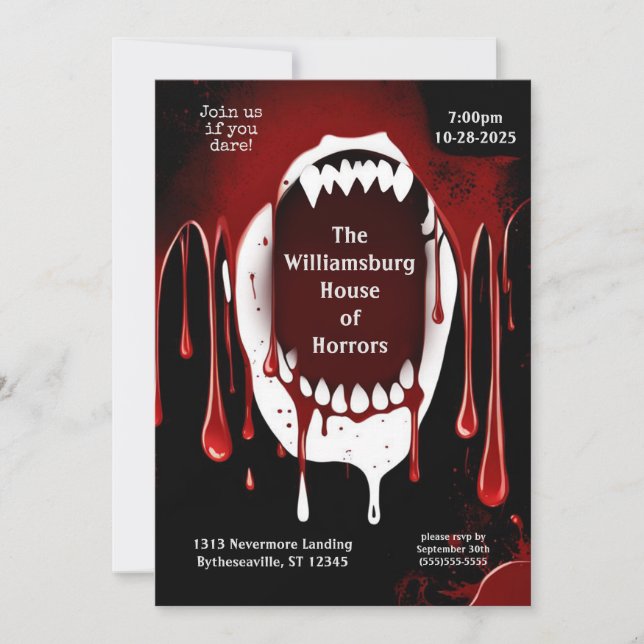 Vampire Horror Haunted Halloween  Invitation (Front)