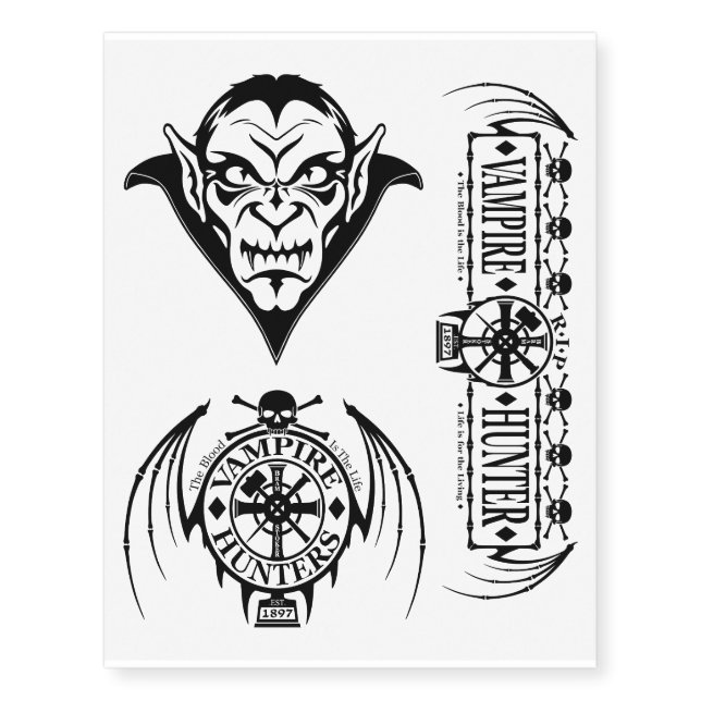 Vampire Hunter Temporary Tattoos (Front)