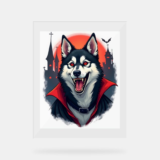 Vampire Husky Bite Acrylic Sign (Front)