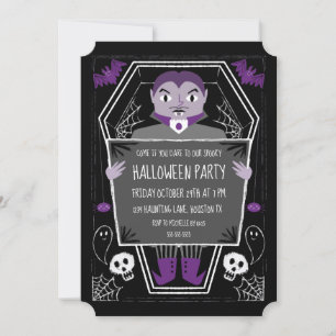 Vampire Illustration Halloween Party Invitation