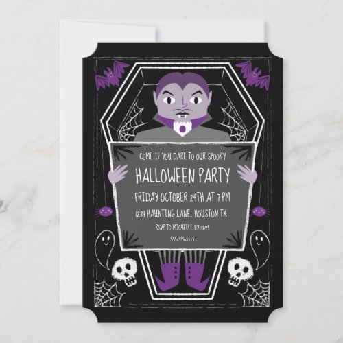 Vampire Illustration Halloween Party Invitation