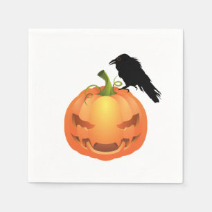 Vampire Jack o'lantern with Raven Napkins