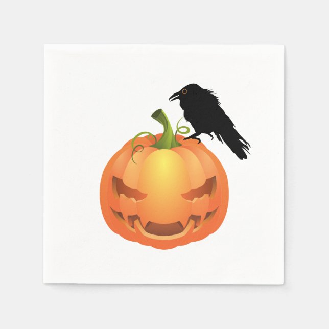 Vampire Jack o'lantern with Raven Napkins (Front)