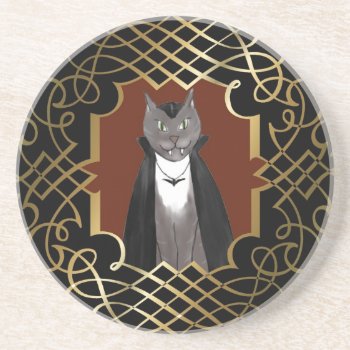 Vampire Kitty Portrait Coaster by sfcount at Zazzle