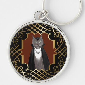 Vampire Kitty Portrait Keychain by sfcount at Zazzle