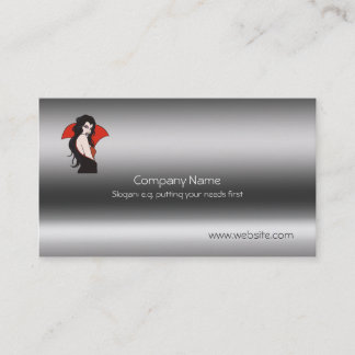Vampire Lady on metallic-look template Business Card