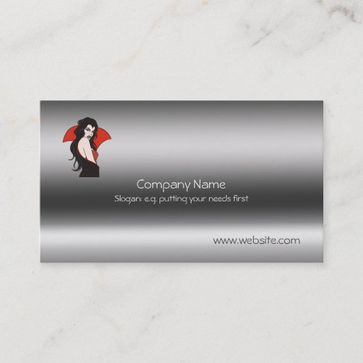 Customizable Vampire Lady on metallic-look template Business Card