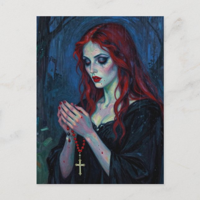 Vampire Lady With Rosary Postcard (Front)