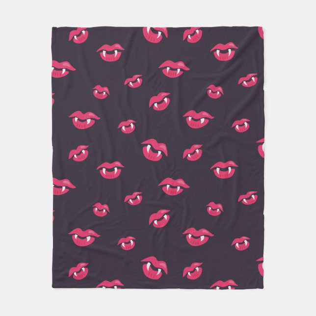 Vampire Lips And Fangs Pattern Fleece Blanket (Front)