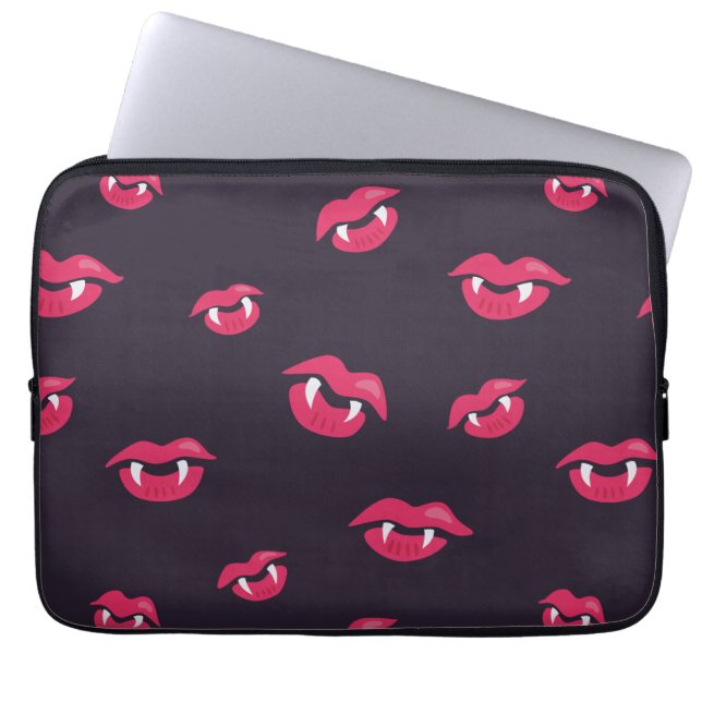 Vampire Lips And Fangs Pattern Laptop Sleeve (Front)