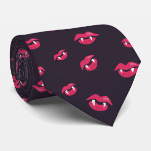 Vampire Lips And Fangs Pattern Neck Tie
