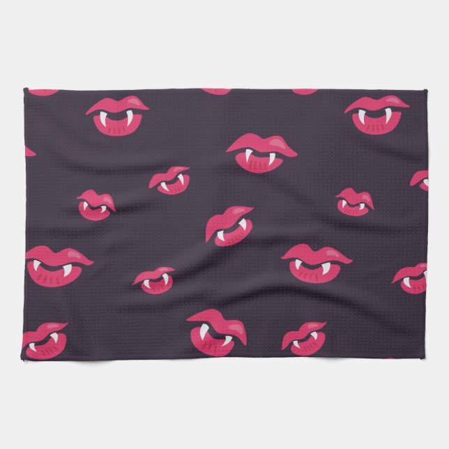 Vampire Lips And Fangs Pattern Towel (Horizontal)