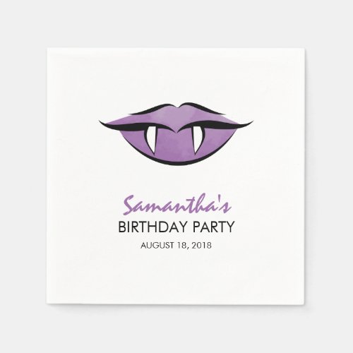 Vampire Lips Goth Birthday Paper Napkins