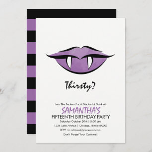 Vampire Lips Goth Birthday Party Invitation Card