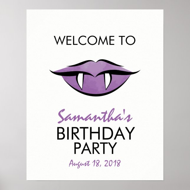 Vampire Lips Goth Birthday Party Welcome Sign (Front)