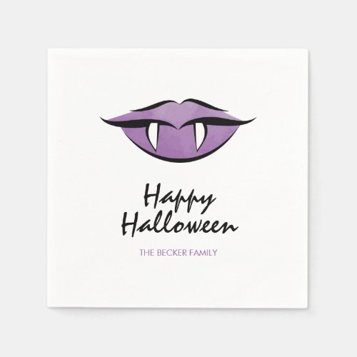 Vampire Lips Goth Happy Halloween Paper Napkins