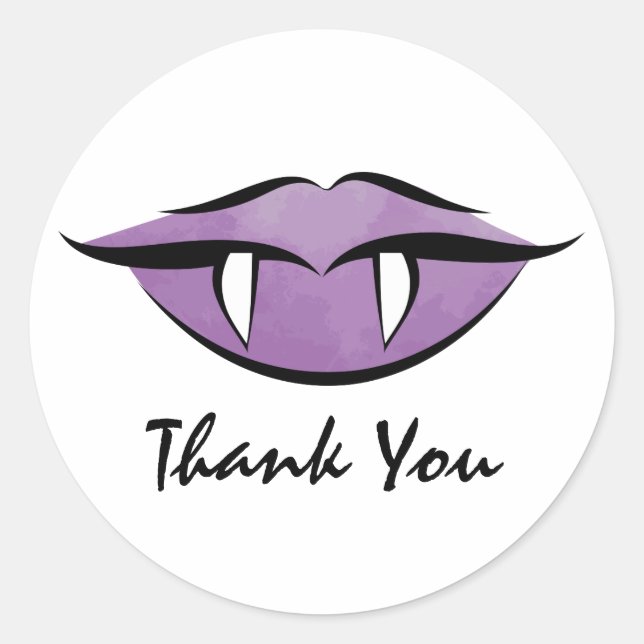 Vampire Lips Halloween Birthday Thank You Sticker (Front)